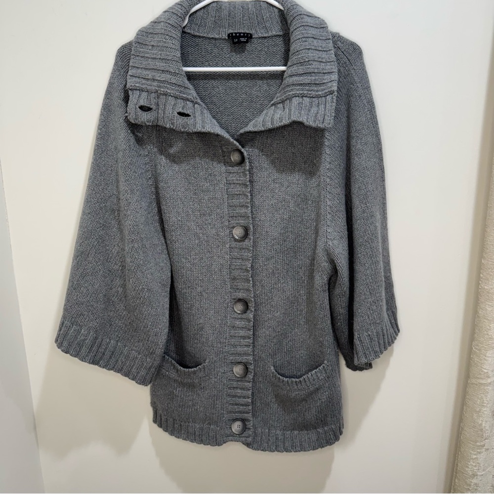 Theory Ethel Inaland Chunky Knit Button‎ Cardigan Sweater S